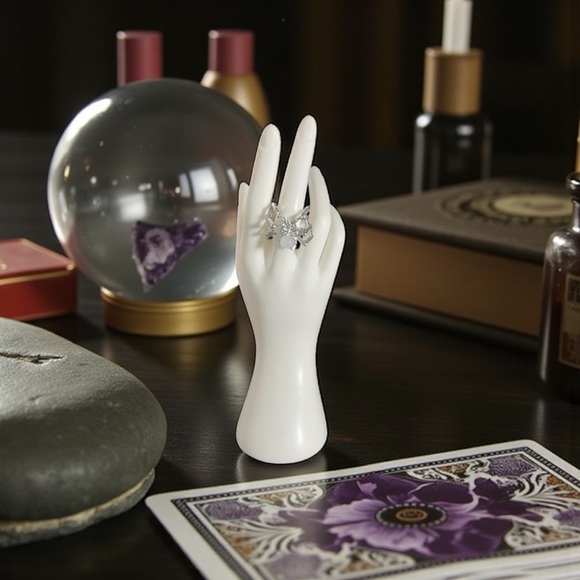 Gothic Style Silver Spider Ring With A White Moonstone - Picture 5 of 10